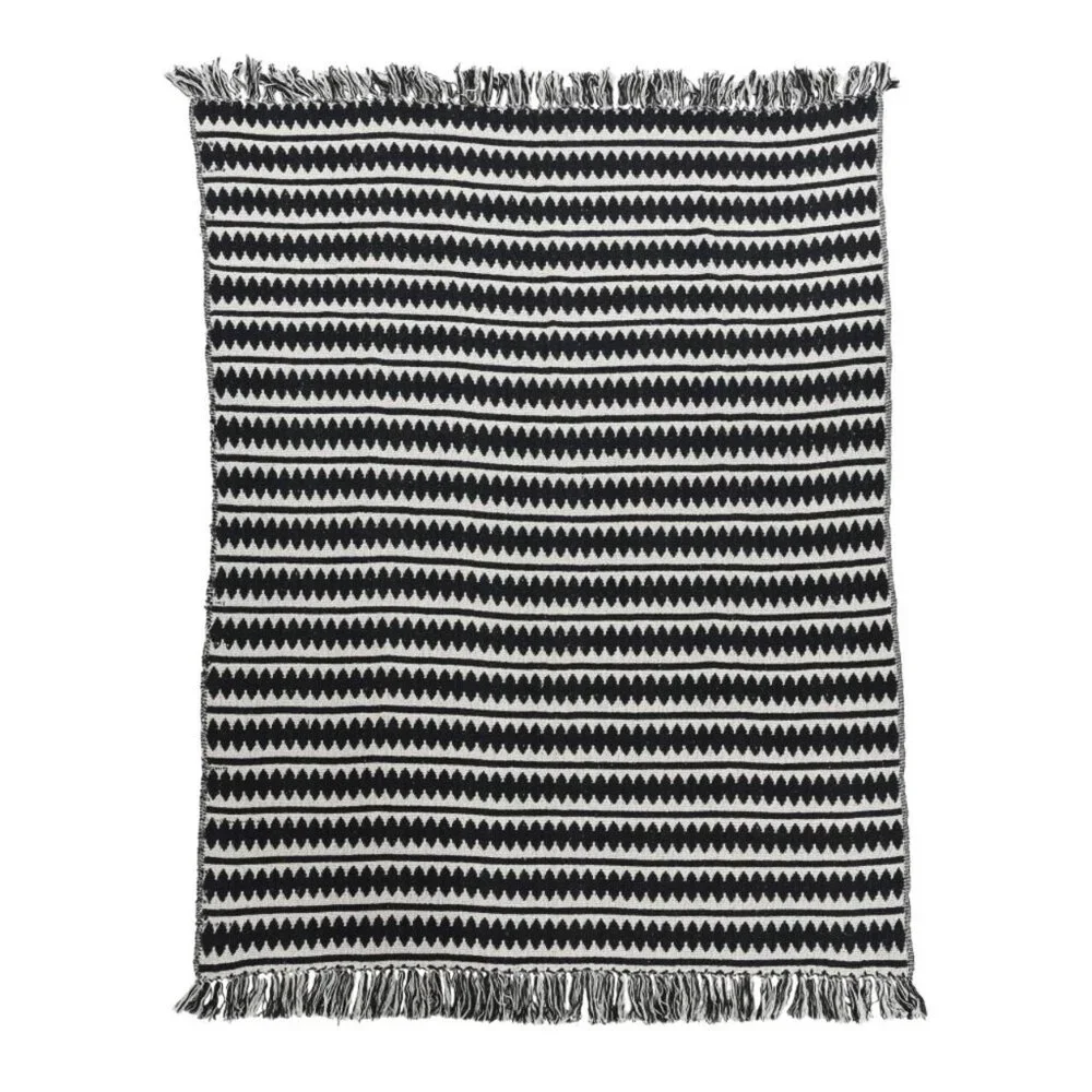 Creative Co-Op Striped Cotton Throw Blanket with Fringe/NWT